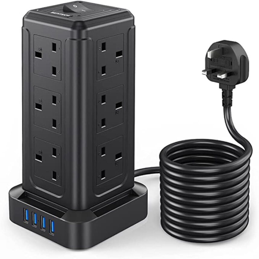 TPVF4U12K Power Extension Cord Tower, 12 Power Sockets Desktop Charging ...